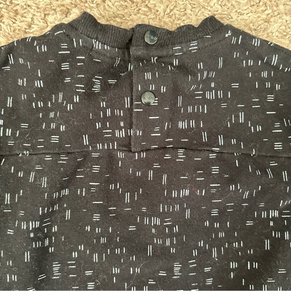 Miles Baby Kids Black White Dash Print Long Sleeve Pocket Tee Shirt 6M - Picture 6 of 9